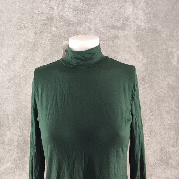NWT Style&Co Turtleneck Women Top Petite MEDIUM Green Rayon Blend Pullover Knit - Picture 2 of 10